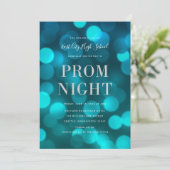 Invitation Bal de promo au lycée avec lumières de bokeh bleu (Debout devant)