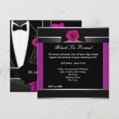 Invitation Bal de promo Danse Lycée Formel Rose Noir (Devant / Derrière)