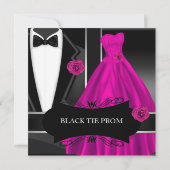 Invitation Bal de promo Danse Lycée Formel Rose Noir (Dos)