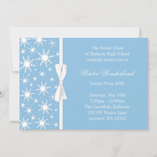 Invitation Bal d'étudiants bleu d'arc de flocons de neige du (Devant)