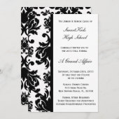 Invitation Bal d'étudiants d'école de damassé ou formel noir (Devant / Derrière)