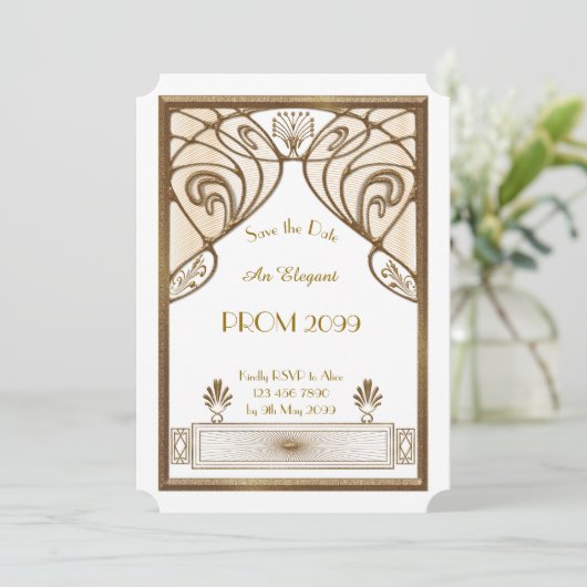 Invitation Bal d'étudiants Supérieur-Junior, blanc, or (Debout devant)