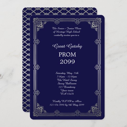 Invitation Bal d'étudiants Supérieur-Junior, grand Gatsby, (Devant / Derrière)