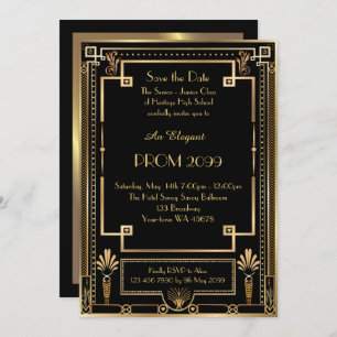 Invitation Bal d'étudiants Supérieur-Junior, or noir