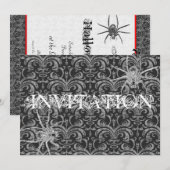 Invitation Bal d'Halloween gothique rouge et noir, Attique Va (Devant / Derrière)