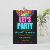 Invitation Bal Disco Colorée Photo Graduation Party (Debout devant)