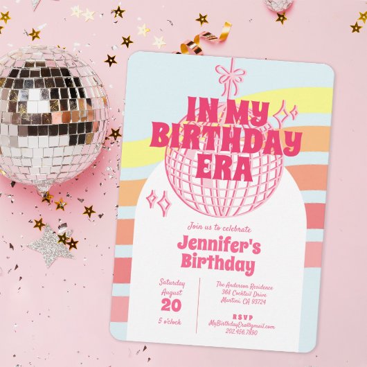 Invitation Bal Disco Rose Retro Dans Mon Anniversaire Fête