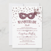 Invitation Bal Mascarade Blanc Mauve Rose (Devant)