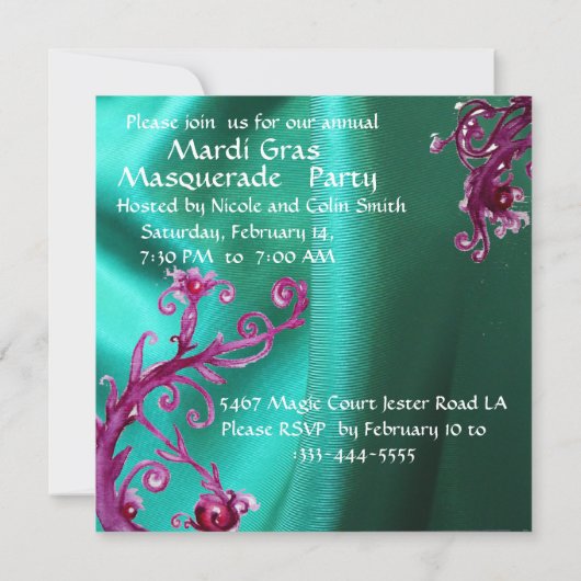 Invitation Bal mascarade en FUCHSIA ROUGE NOIR (Dos)