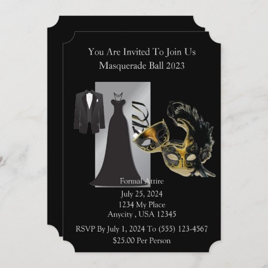 Invitation Bal Masqué (Devant / Derrière)