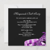 Invitation Bal masqué aux masques violets noirs (Dos)