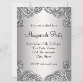 Invitation Bal masqué avec masque argent rose chaud (Dos)