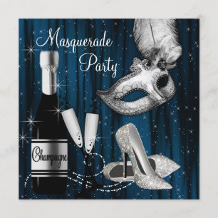 Invitation Bal masqué bleu minuit élégant