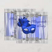 Invitation Bal masqué bleu royal (Devant / Derrière)