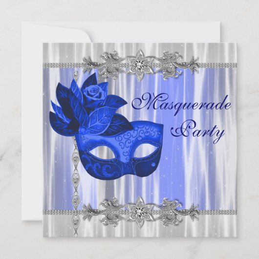 Invitation Bal masqué bleu royal (Devant)