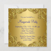 Invitation Bal masqué bleu royal et or (Dos)