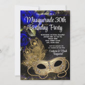 Invitation Bal Masqué Bleu Royal et Or (Devant)