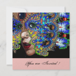 Invitation Bal masqué de costumes éphémères, or, rose