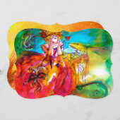 Invitation BAL MASQUÉ DE MIRANDOLINE jaune marron rouge vert (Devant / Derrière)