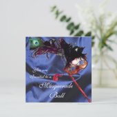 Invitation BAL MASQUÉ DU MARDI GRAS bleu (Debout devant)