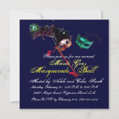Invitation BAL MASQUÉ DU MARDI GRAS ,Bleu blanc (Dos)