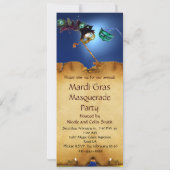 Invitation BAL MASQUÉ DU MARDI GRAS, bleu jaune (Dos)