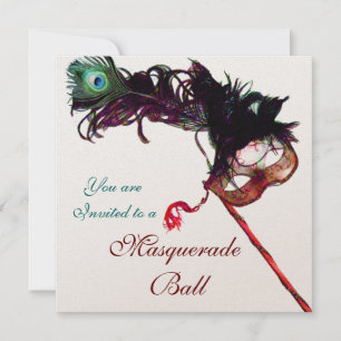 Invitation BAL MASQUÉ DU MARDI GRAS Champagne blanc noir