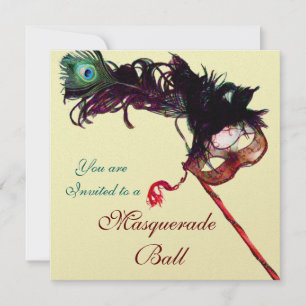 Invitation BAL MASQUÉ DU MARDI GRAS Champagne Métallisé