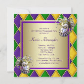 Invitation Bal masqué du Mardi Gras Harlequin (Dos)