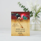 Invitation BAL MASQUÉ DU MARDI GRAS, Jaune rouge (Debout devant)