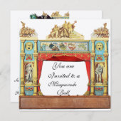 Invitation BAL MASQUÉ DU MARDI GRAS MASQUES DE THÉÂTRE Argent (Devant / Derrière)