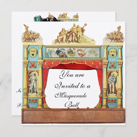 Invitation BAL MASQUÉ DU MARDI GRAS MASQUES DE THÉÂTRE Champa (Devant / Derrière)