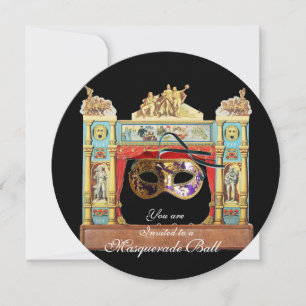 INVITATION BAL MASQUÉ DU MARDI GRAS MASQUES SUR SCÈNE DE THÉÂ