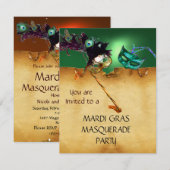 Invitation BAL MASQUÉ DU MARDI GRAS, orange bleu (Devant / Derrière)