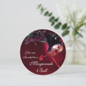 Invitation BAL MASQUÉ DU MARDI GRAS rouge burgundy (Debout devant)