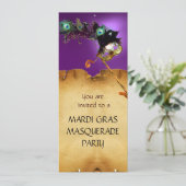 Invitation BAL MASQUÉ DU MARDI GRAS, rouge violet (Debout devant)