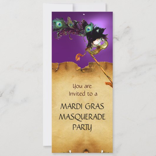 Invitation BAL MASQUÉ DU MARDI GRAS, rouge violet (Devant)