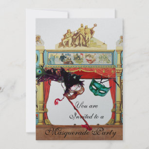 Invitation BAL MASQUÉ DU MARDI GRAS SUR LA SCÈNE DE THÉÂTRE a