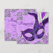 Invitation Bal masqué élégant violet et rose (Devant / Derrière)
