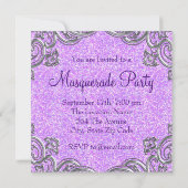 Invitation Bal masqué élégant violet et rose (Dos)