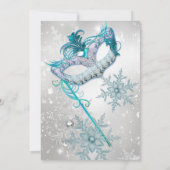 Invitation Bal masqué flocon de neige argent bleu de Noël (Dos)