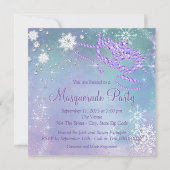 Invitation Bal masqué flocon de neige bleu sarcelle et violet (Dos)