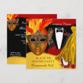 Invitation Bal masqué formel en tenue de soirée 3 (Devant / Derrière)