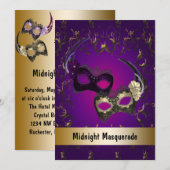 Invitation Bal masqué Mardi Gras (Devant / Derrière)