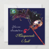 Invitation BAL MASQUÉ MARDI GRAS ,Bleu blanc (Devant)