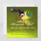 Invitation BAL MASQUÉ MARDI GRAS violet jaune blanc (Dos)