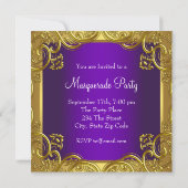 Invitation Bal masqué Masque Violet et Or (Dos)