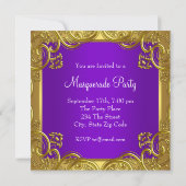 Invitation Bal masqué Masque Violet et Or (Dos)