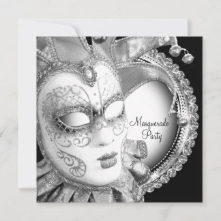 Invitation Bal masqué noir et blanc