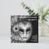 Invitation Bal masqué noir et blanc (Debout devant)